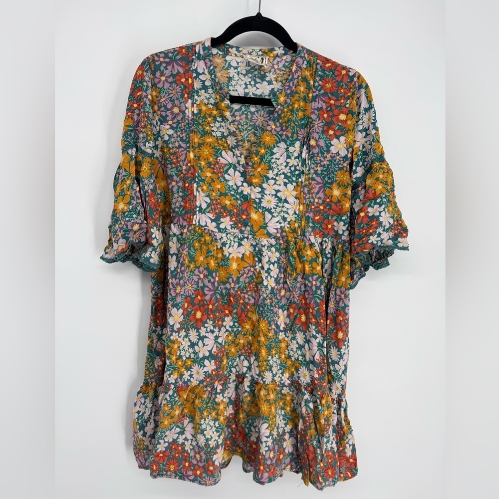 Jaase Boho Floral Tiered Dress Medium